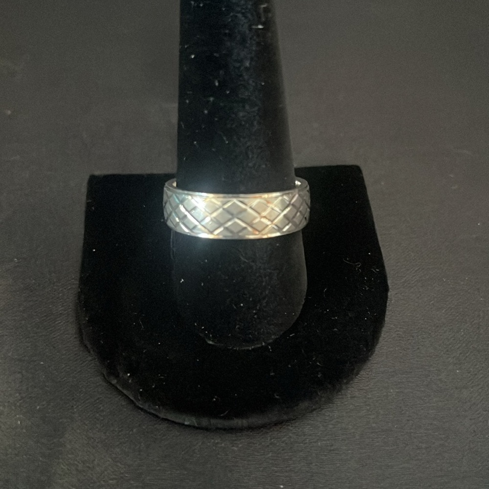 Men's Sterling Silver Diamond Shape Cage Ring Size 11